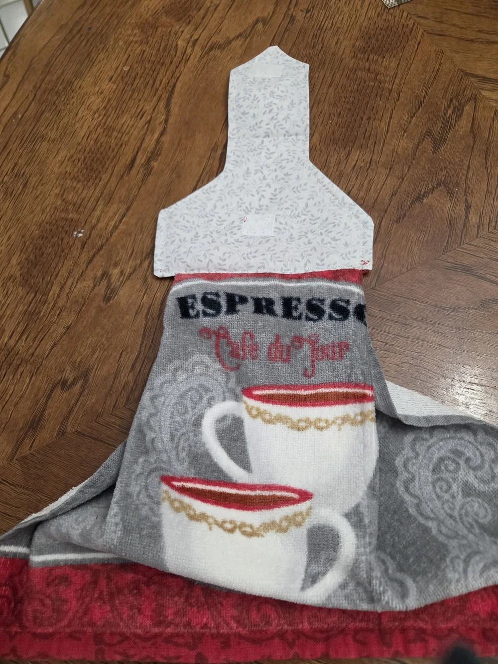 Espresso Cafe du Jour Gray and Red Kitchen Towel